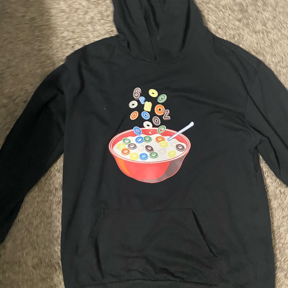 Simple Black Hoodie, Cereal Bowl Design